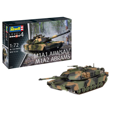 KIT PARA MONTAR REVELL TANQUE DE GUERRA M1A1 AIM(SA) / M1A2 ABRAMS 1/72 126 PEÇAS REV 03346